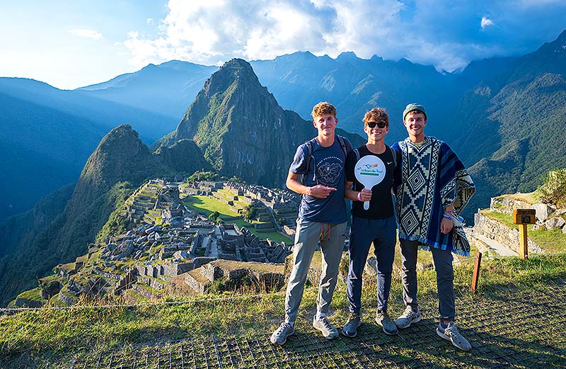 Group of friends in Machu Picchu